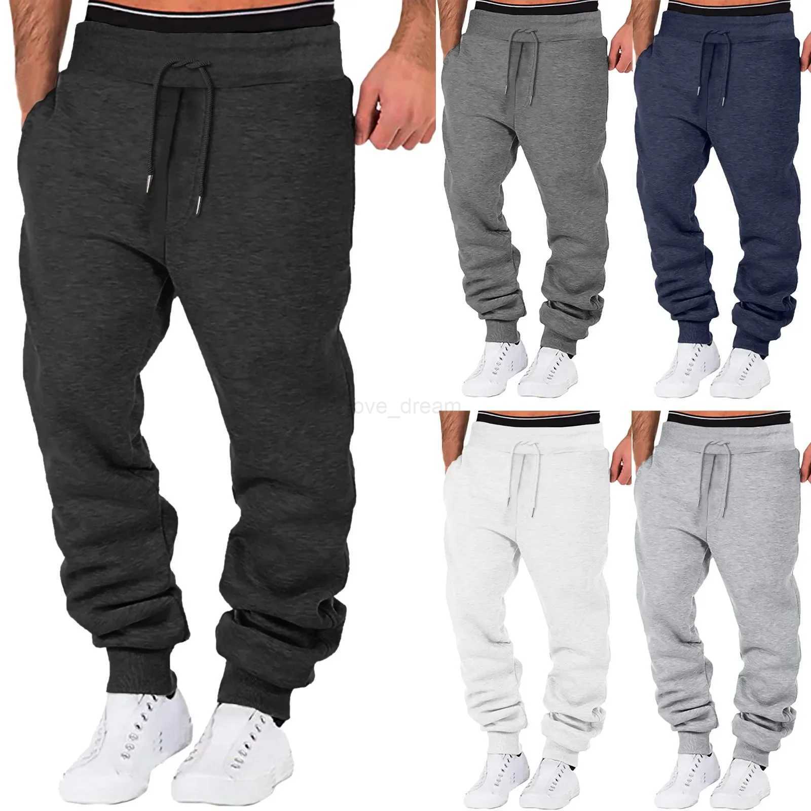 Mens Sport Pants Sweatpants Tracksuit Slim Fit Gym Workout Joggers Bodybuilding Trousers Casual Drawstring Sweatpants Plus SizeXJ240813