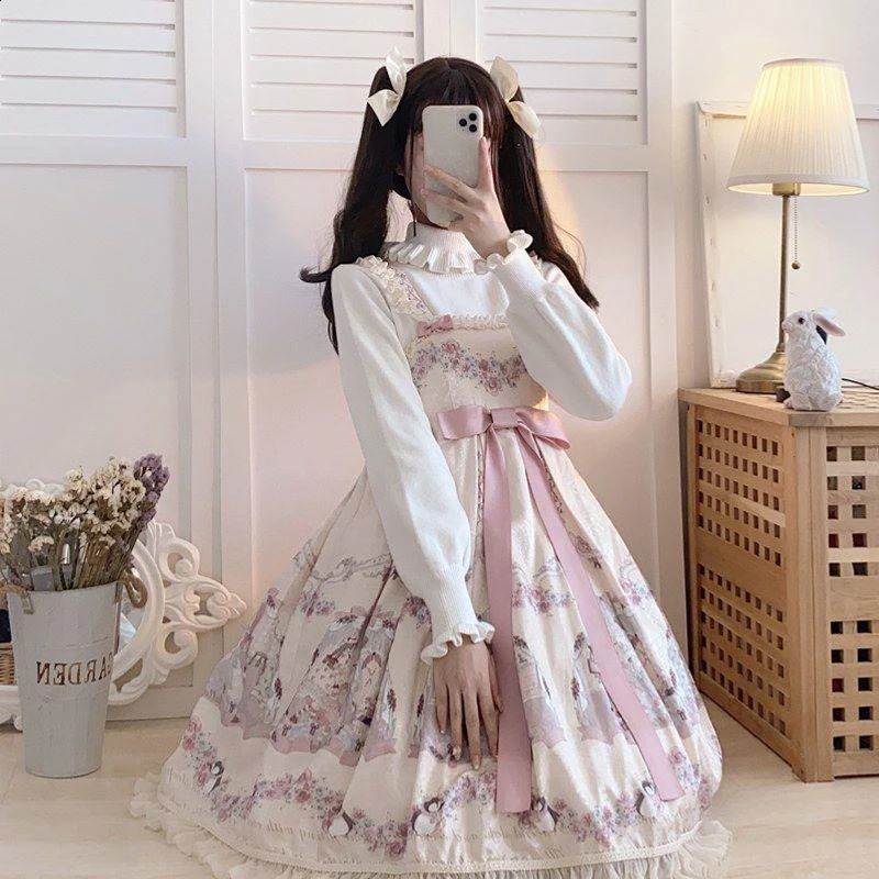 Lolita Sweater Top White Knitted Sweater Women Fashion White Round Neck Base Tops Pullover Kawaii Lovely Preppy Style Streetwear 240812