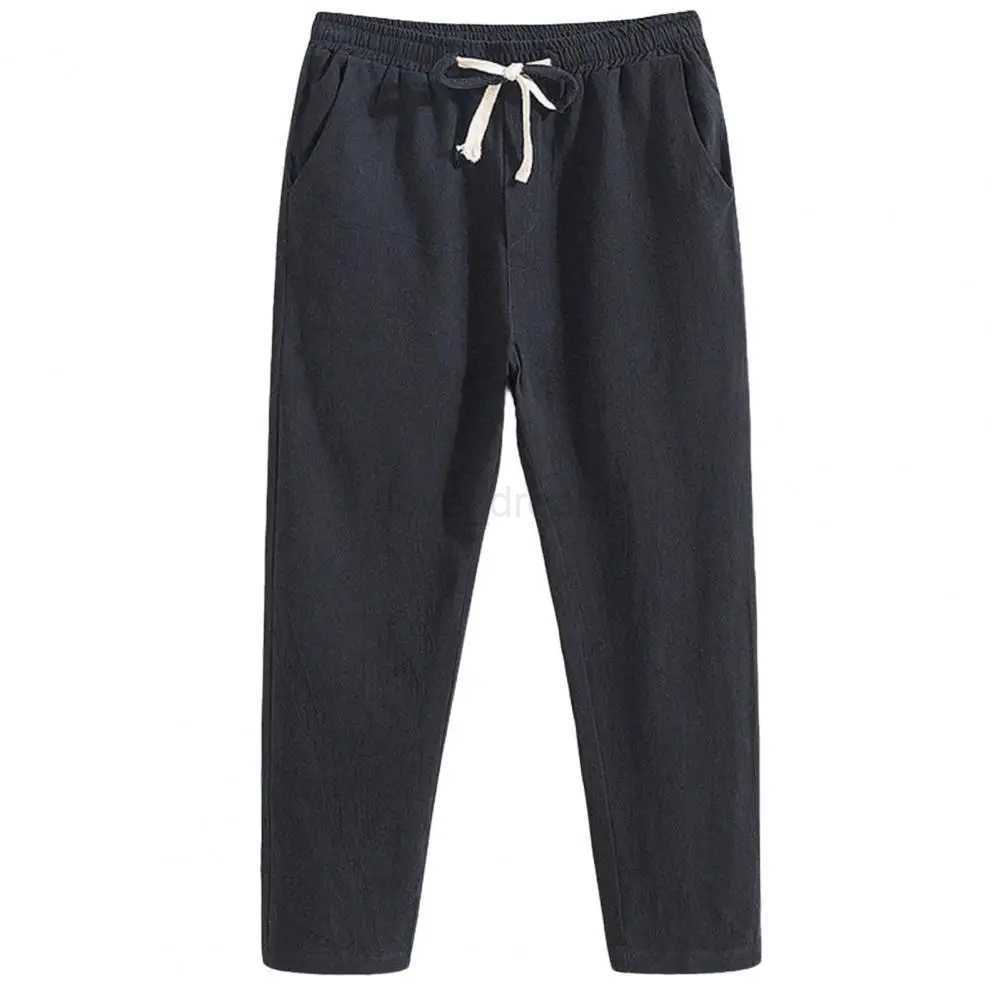Summer Linen Pants Men Thin Loose Mens Joggers Cotton Linen Cropped Pants Mens Casual Pants Chinese Style Linen PantsXJ240813