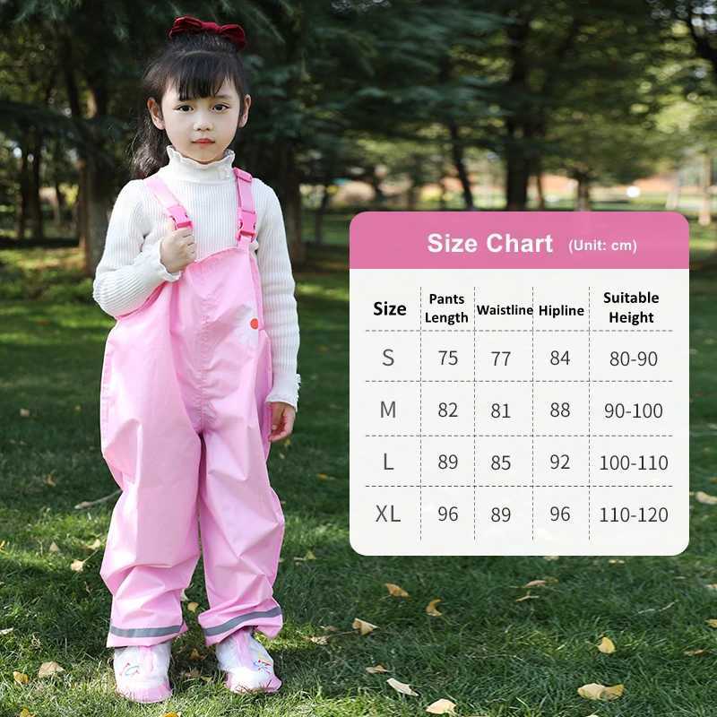 Kids Rain Gear Ultra-light Waterproof Children Strap suspender pants and poncho Y240810