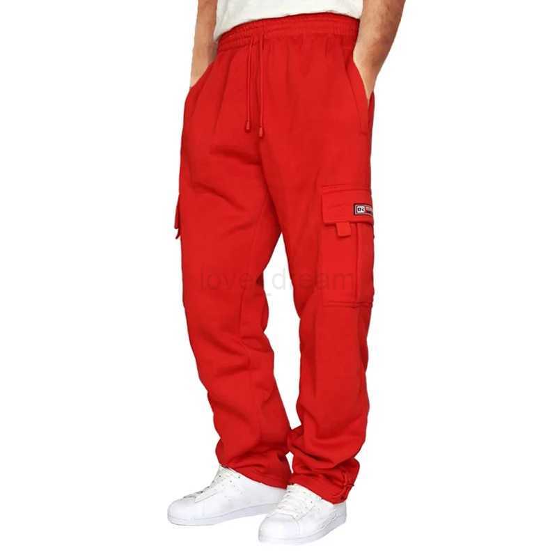 Mens Sweatpants Straight Fit Joggers for Sports and Streetwear Loose Oversized Drawstring Long Pants Men Multi-pocket PantsXJ2