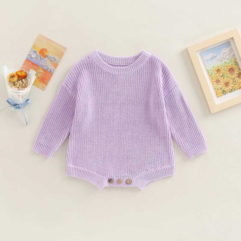 FOCUSNORM 10 color autumn winter baby girl boy sweater jumpsuit 0-24M solid knit long sleeved button jumpsuit W240812