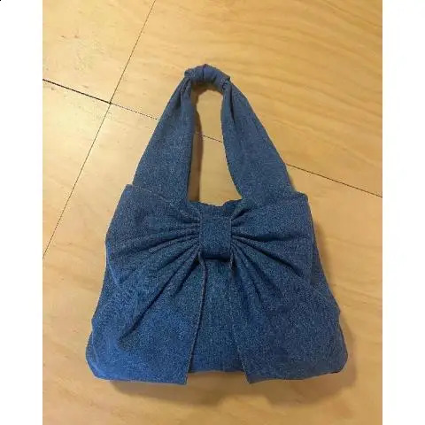 JIAERDI Haruku Bow Denim Shoulder Bags Women High Street Girls Large Capacity Tote Bag Female Fairycore Aesthetic Handbag 240813