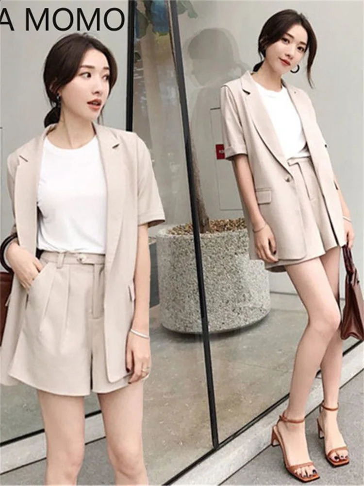 womens summer shorts suit sets clothing trousers and blazers tops two piece set women outfit set woman 2 pieces 240813