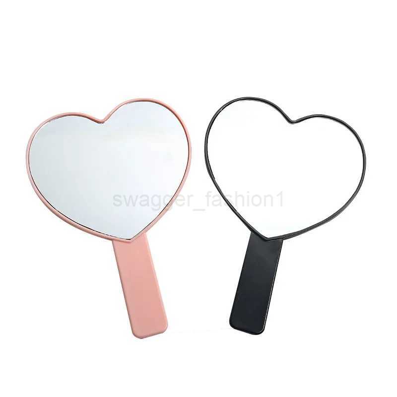 Eyelash Extension Handheld Makeup Mirror Heart Shape Makeup Vanity Mirror with Handle Hand Mirror SPA Salon Compact MirrorsXJ240813