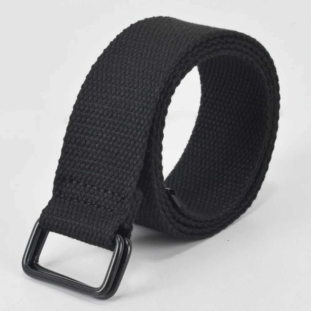 Double loop buckle canvas belt casual fabric no punching buckle belt cotton canvas the best canvas belt W240807