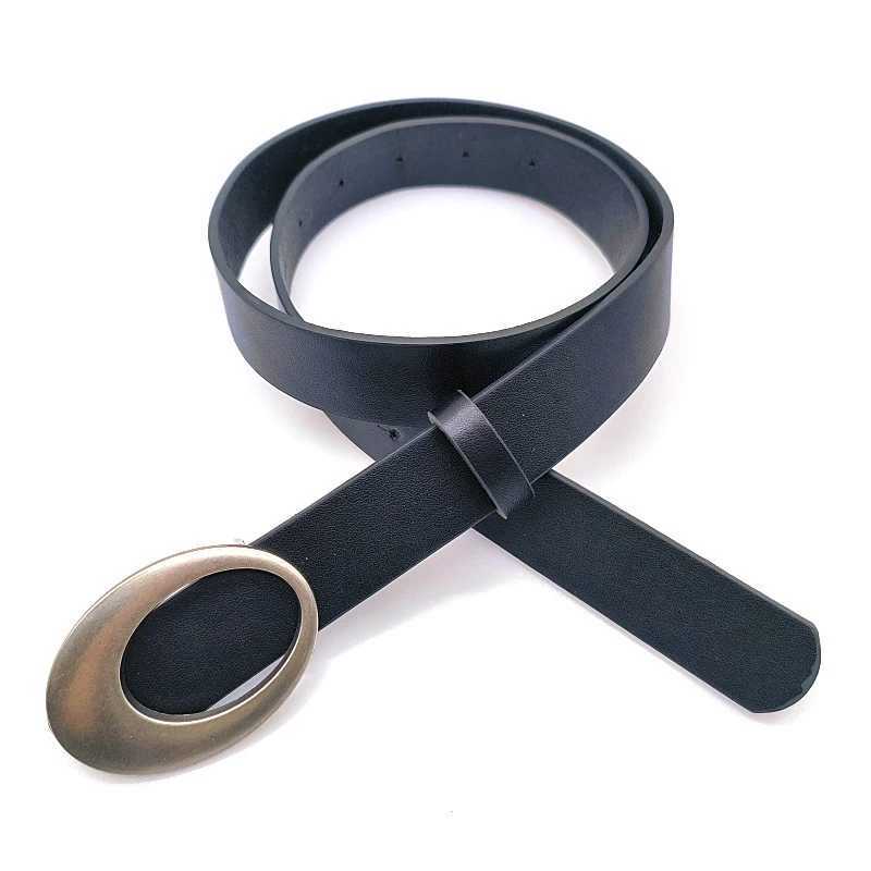 Y2K Pu Womens Belt Metal Oval Buckle Jeans Trouser Dress Belt Fashion Retro Accessories Belt W240807