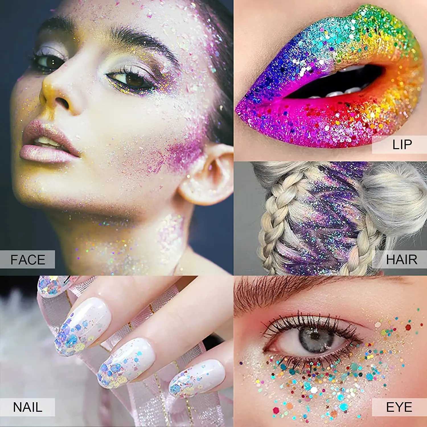 Handaiyan Nail Body Face Glitter gel Art Loose Sequins Cream Short Fat Glitter eye shadow Makeup Party W240812