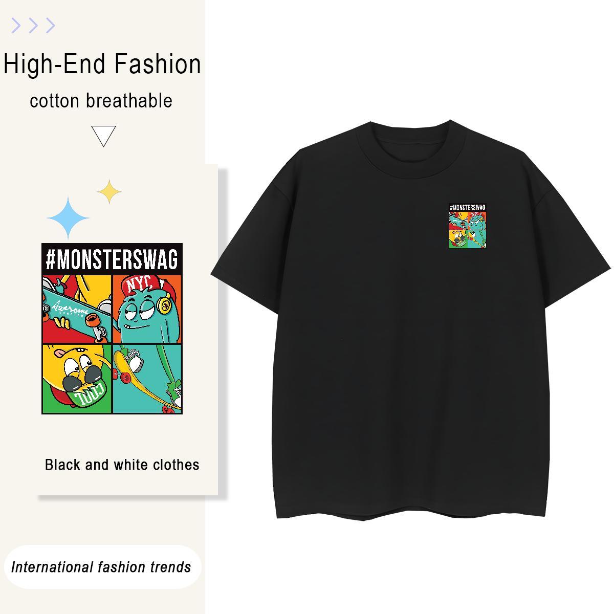 T Shirt For Man 230g Cotton USA Hip Hop Street Breathable Anime Tshirt for Man Woman 2024 Soft Polos