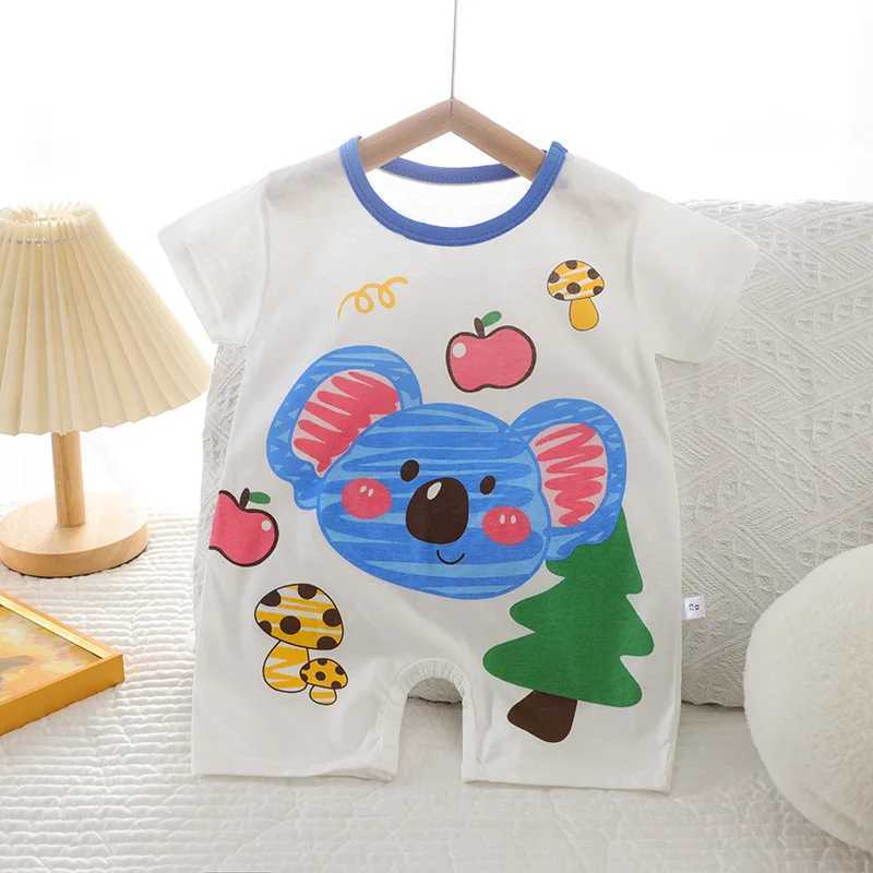 New summer baby crawling clothing newborn childrens jumpsuit boy baby thin girl short sleeved jumpsuit W240812