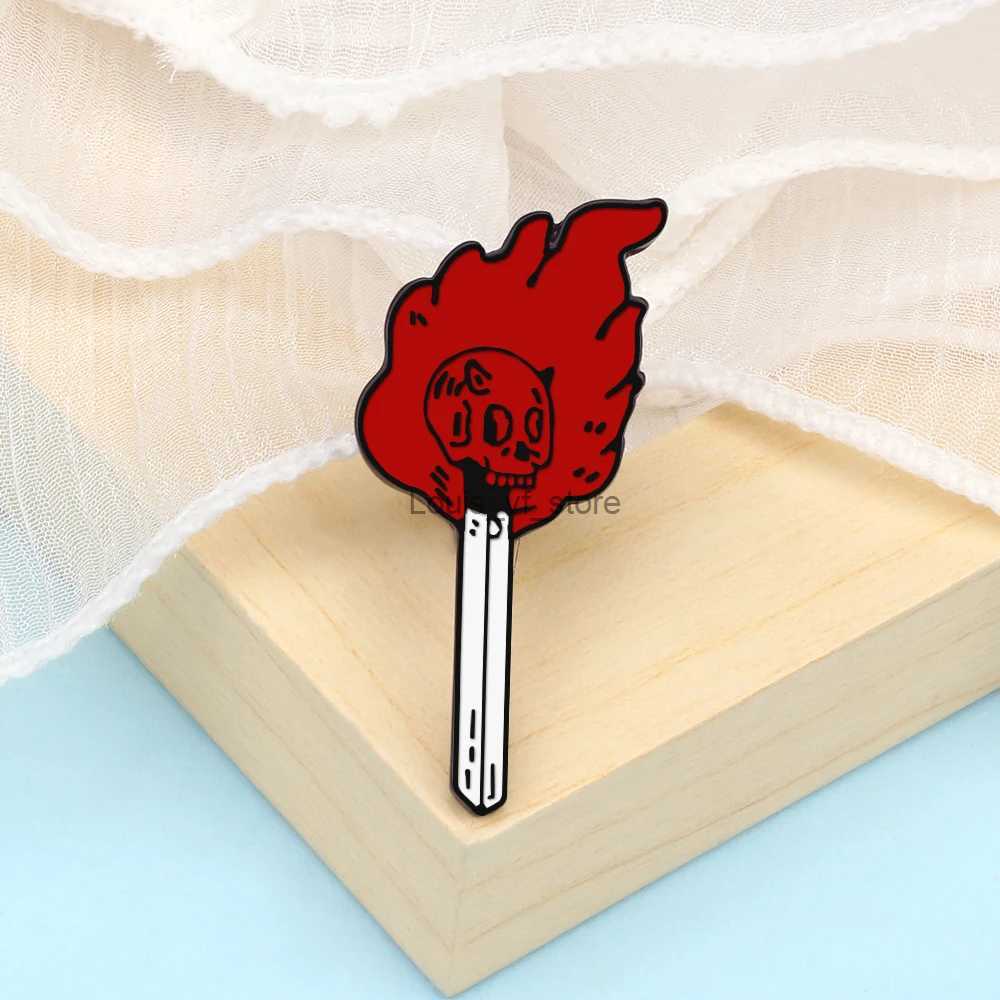 Pins Brooches Interesting Halloween Enamel Pin Punk Pumpkin Fire Gothic Skeleton Chest Magic Witch Festival Party Gift Collar Badge Jewelry H240813