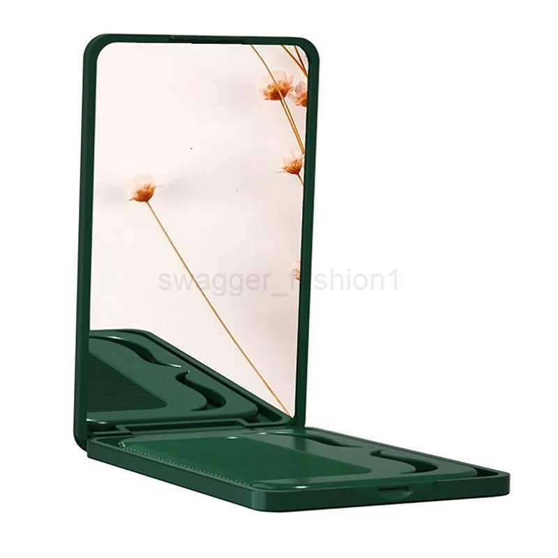 Small Mirror Comb Set Solid Color Fashion Portable Fold Makeup Mirror With Comb For Girl Gift Makeup Tools Vanity Mirror TravelXJ240813