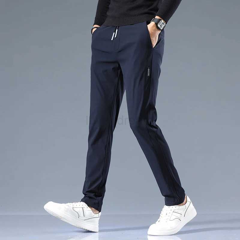 Stretch Casual Pants Men Classic Lightweight Slim Fit Trousers for Men Summer Straight Drawstring Joggers Solid khaki Pants MaleXJ240813