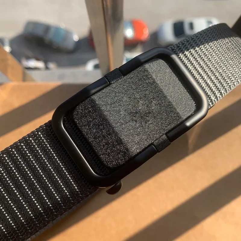 Mens Belt Nylon Canvas Belt Mens Neutral Outdoor Tactical Metal Buckle Solid Trend Hiking Belt Automatic Buckle W240807
