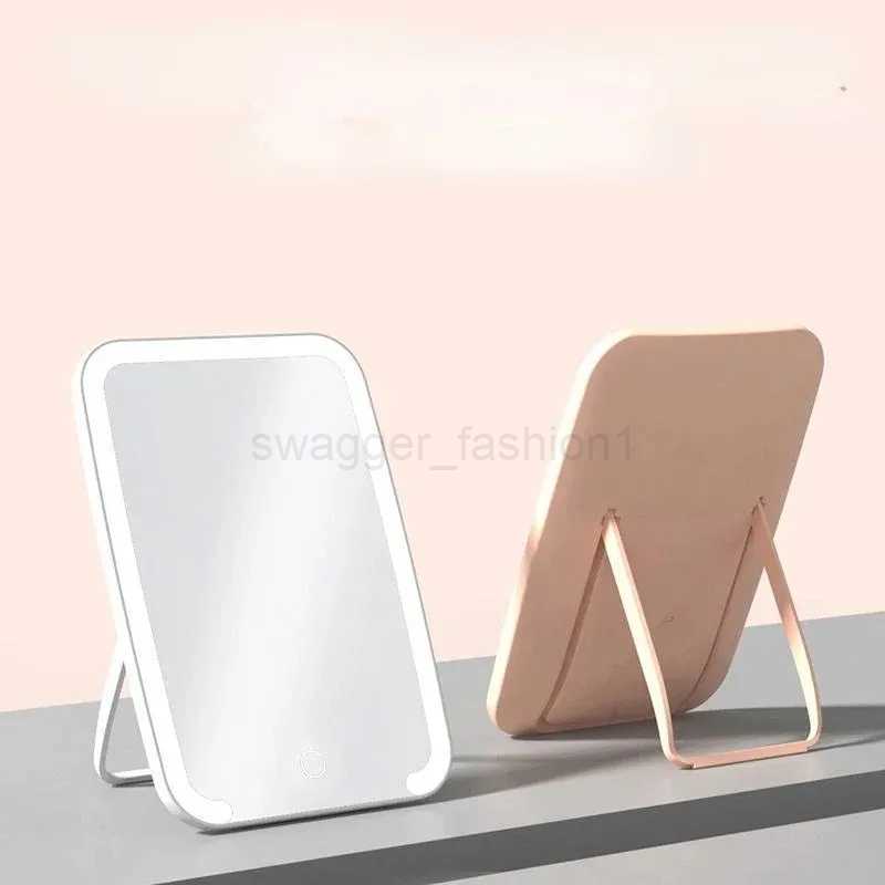LED Makeup Mirror Touch Screen 3 Light Portable Standing Folding Vanity Mirroir with 5x Magnifying Cosmetics LED MirrorXJ240813