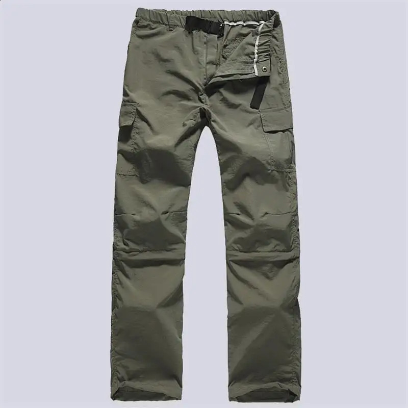 Detachable leg mens cargo pants pocket summer Sproting quick drying waterproof Trouser khaki thin work casual 3XL 240812