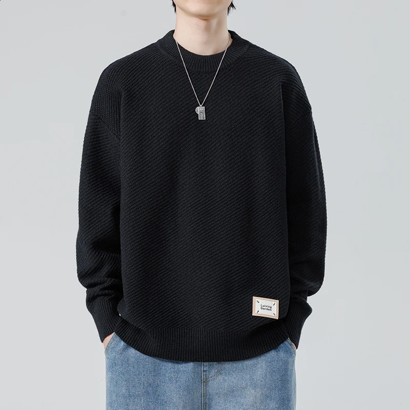 Mens autumn and winter item pure cotton latte art mens street casual loose knit sweater highquality warm 240812