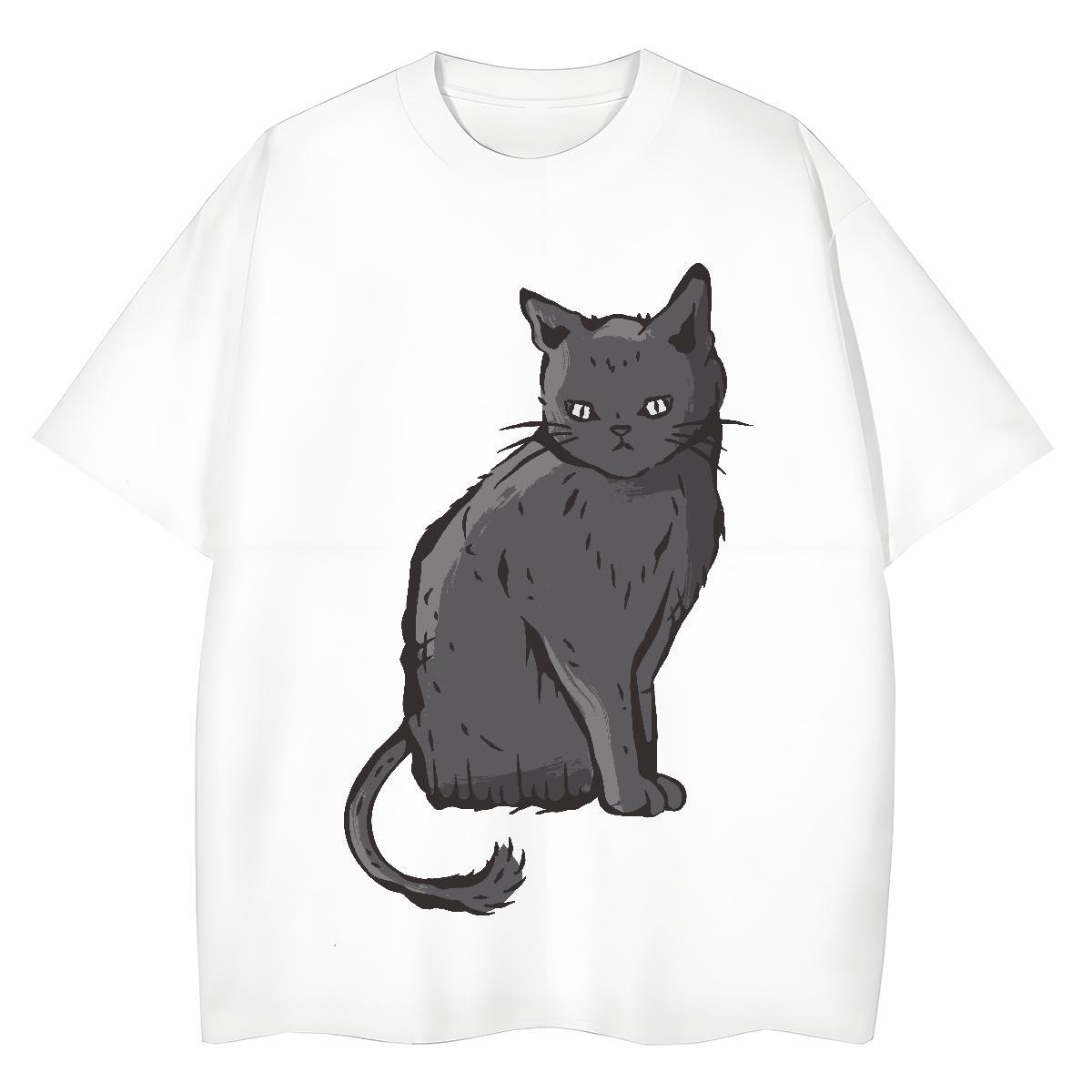 TOP Quality T-Shirts cat Breathable Short Sleeve Casual Daily Wear Custom Print Plus Size 230g 100% Cotton Tshirt for Man Woman Wholesale Polos