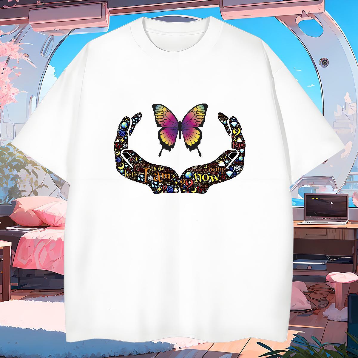 T-Shirts for Men 230g Cotton hands High Street Hip Hop Breathable Short Sleeve Cartoon Print Men Tops Tees Fashion New Comfortable Tops Shirt