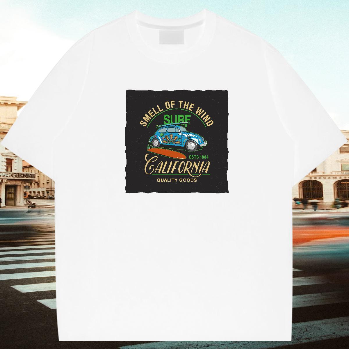 High Quality Men Clothes T-Shirt Street Wear 100% Cotton 230g Floral Print Pure Cotton car T Shirt For Man 2024 Designer Top Tees
