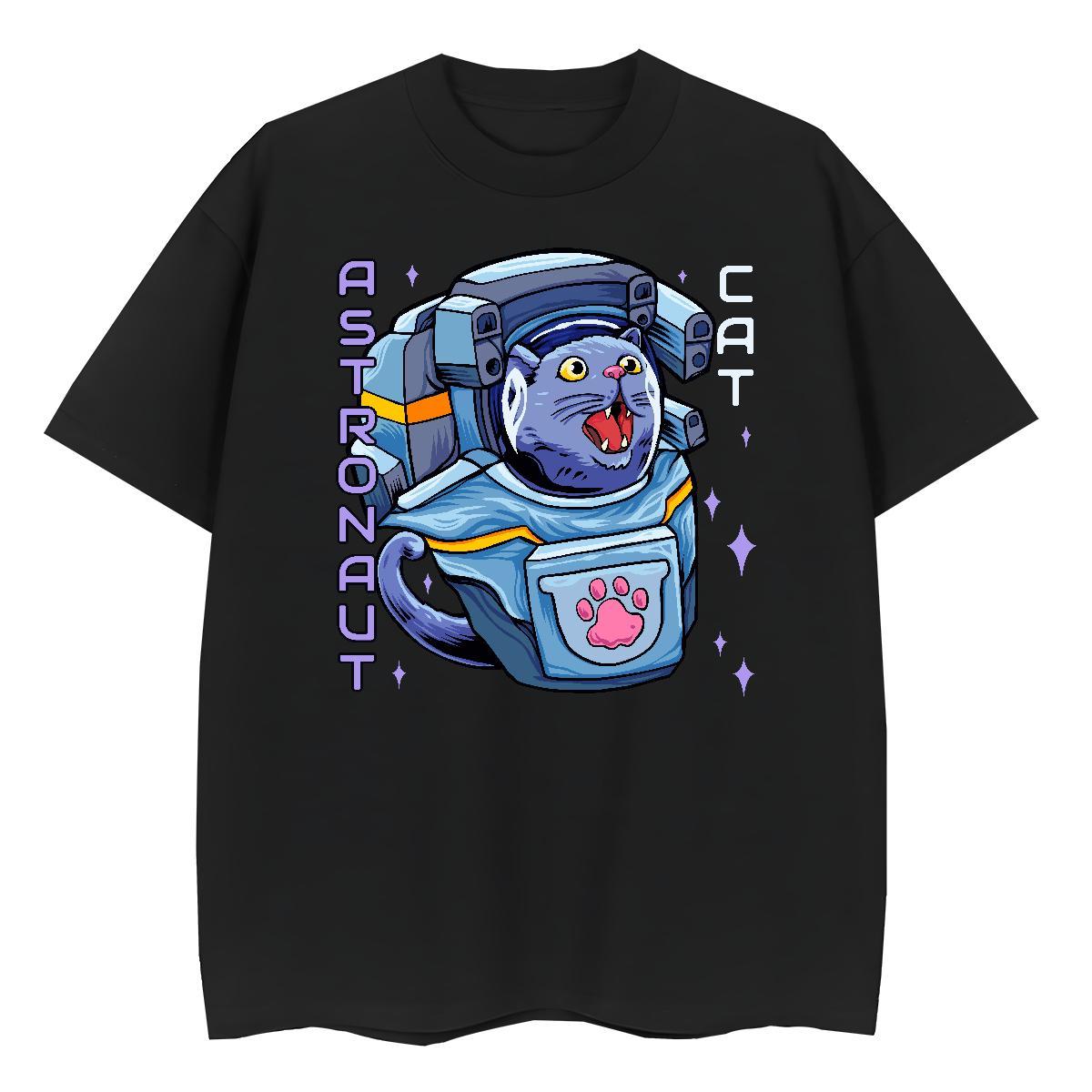 Loose Fit Men Tshirts Spring Summer 100% Cotton 230g Custom Printed Breathable Short Sleeve cat T Shirts Men Fashion Casual Top Tees