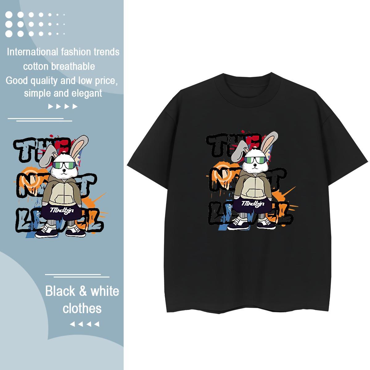 Cool Design Men T Shirts rabbit Crew Neck Breathable Street Casual Black Oversized 100% Cotton 230g Men Tees Factory Direct Tees Shirts