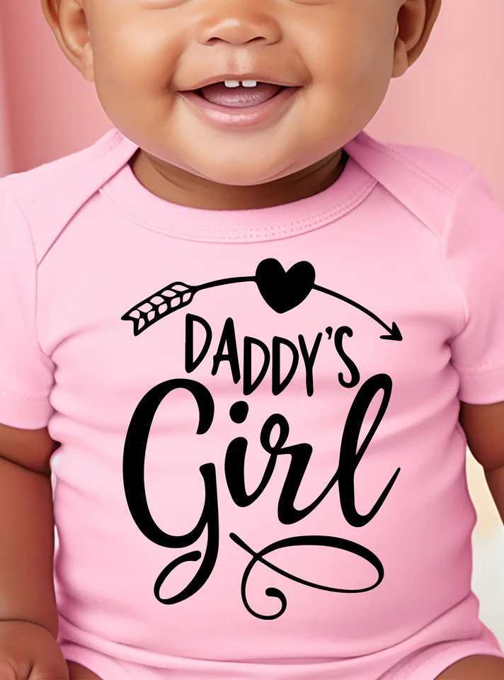 Preschool girl boy clothing tight fitting clothes dad girl printed baby jumpsuit short sleeved irregular letter Onesie W240812