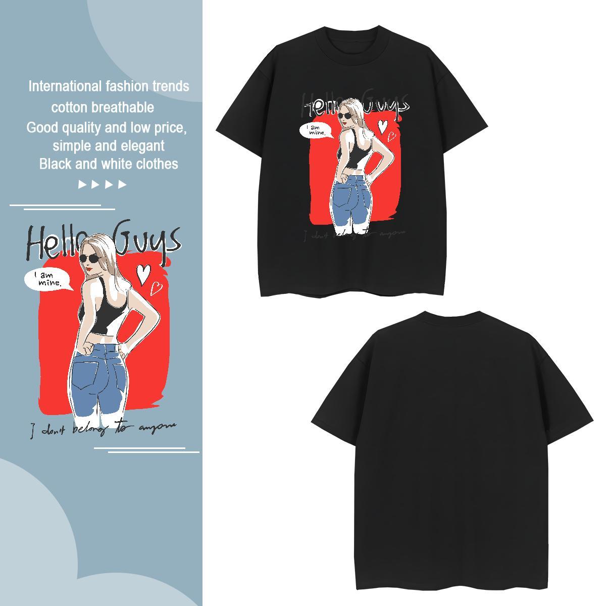 Man T Shirts 100% Cotton 230g character Daily Outfit Crew Neck Breathable Custom Cartoon Tshirts New Soft Top Tees