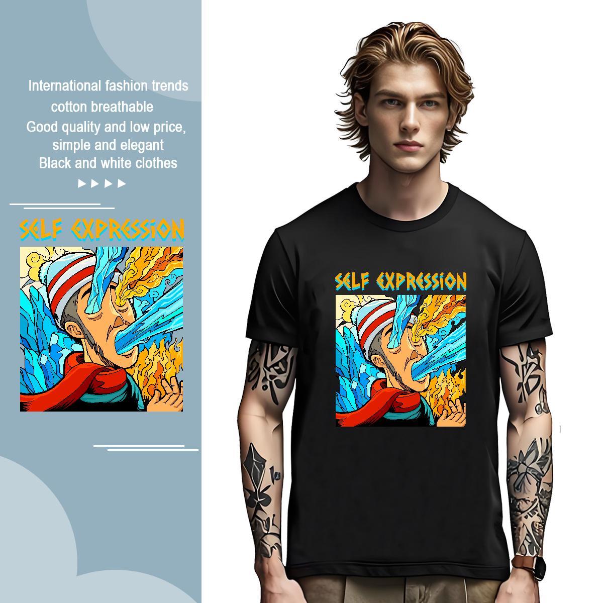T-Shirts 230g 100% Cotton portrait Sports Casual Crew Neck Breathable Cartoon Printing L-4XL Tshirt for Man Woman Designer Fashion Loose Tshirts