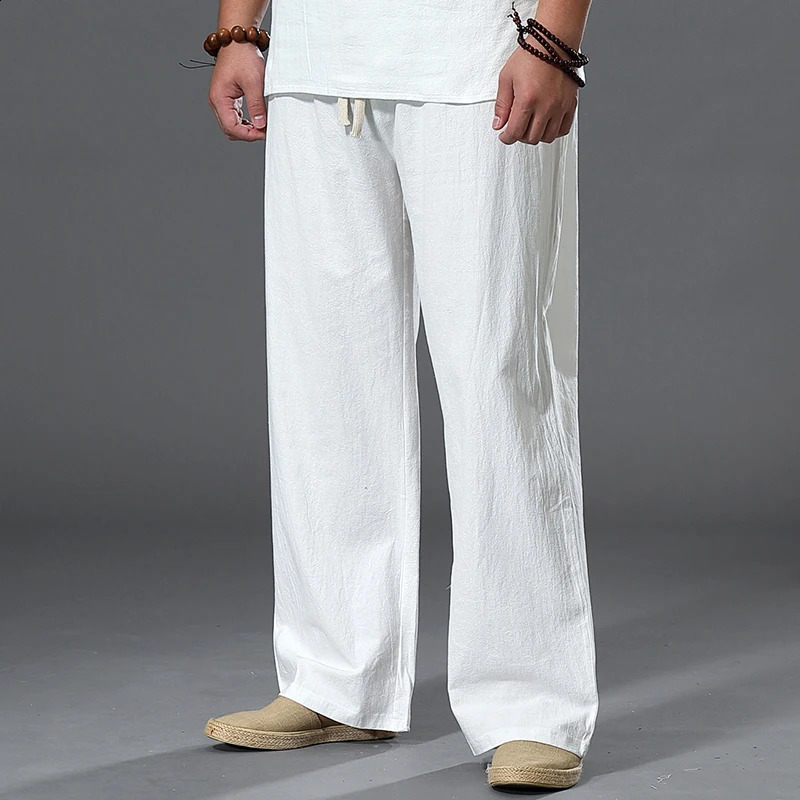 Summer Spring Men Cotton linen Pants japan style Large Size 8XL 10XL 12XL Wide Leg Pants Oversized Trousers Male Loose Pants 58 240812