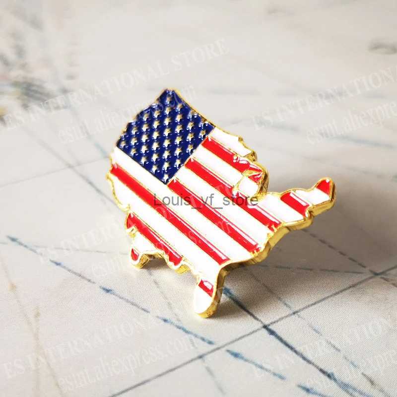 Pins Brooches Arts and Crafts US Flag Metal Collar Pin Sandblasting Back Accessories Map Brooch Set Badge Patriotic Personality Decoration H240813