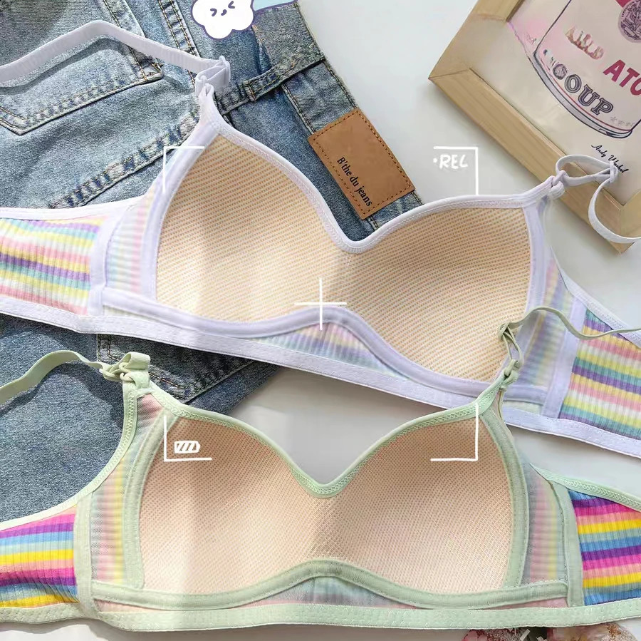 Sexy Bra for Women Tops Dopamine Rainbow Seamless Bra Steel Ring Free Underwear Lingerie Bralette 240812