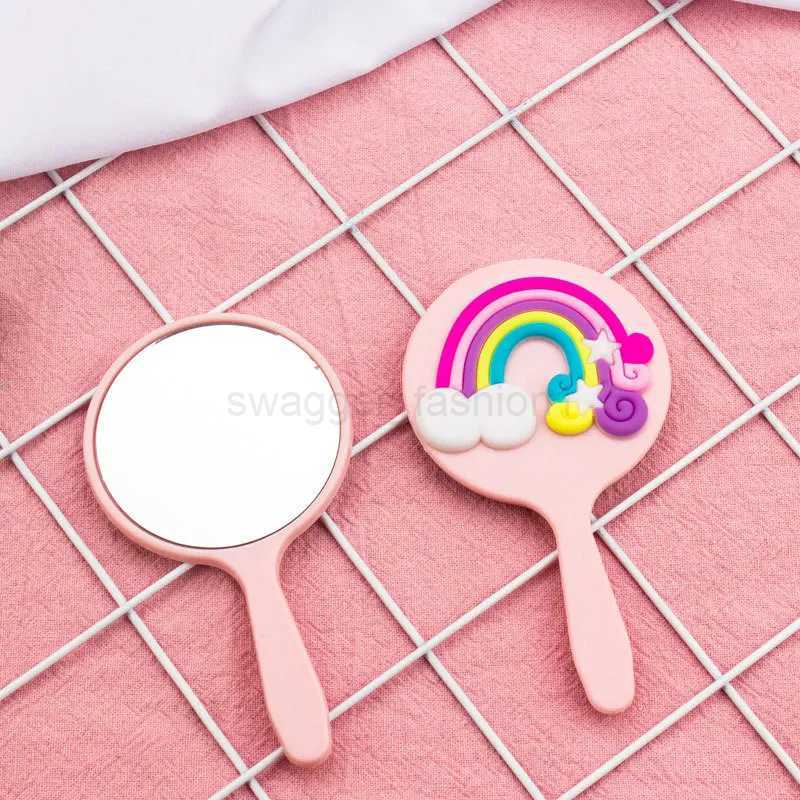 Handheld Portable Cartoon Dormitory Korean Princess Mirror Mini Paper Mirror Cosmetic Mirror Make up ToolsXJ240813