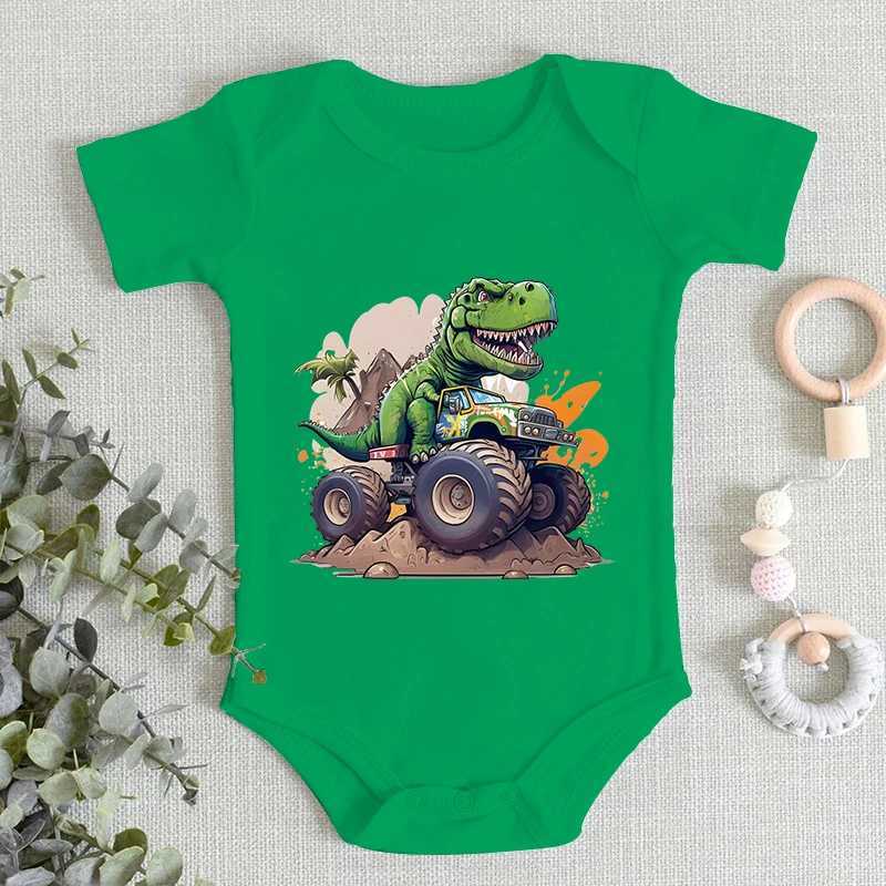 Dinosaur Monster Truck Pattern Baby Boys and Girls Tight Clothes 100% Cotton 2024 Newborn jumpsuit Fashion Creative Trend Baby jumpsuit W240812