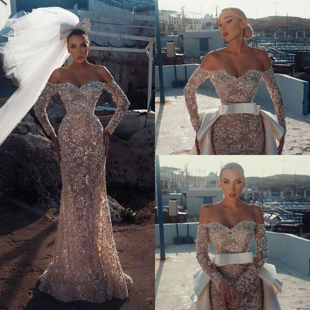 2024 New Sheath Gown Wedding Dresses Beading Crystals Lace Bridal Gowns Big Custom Size Colour vestidos de novia