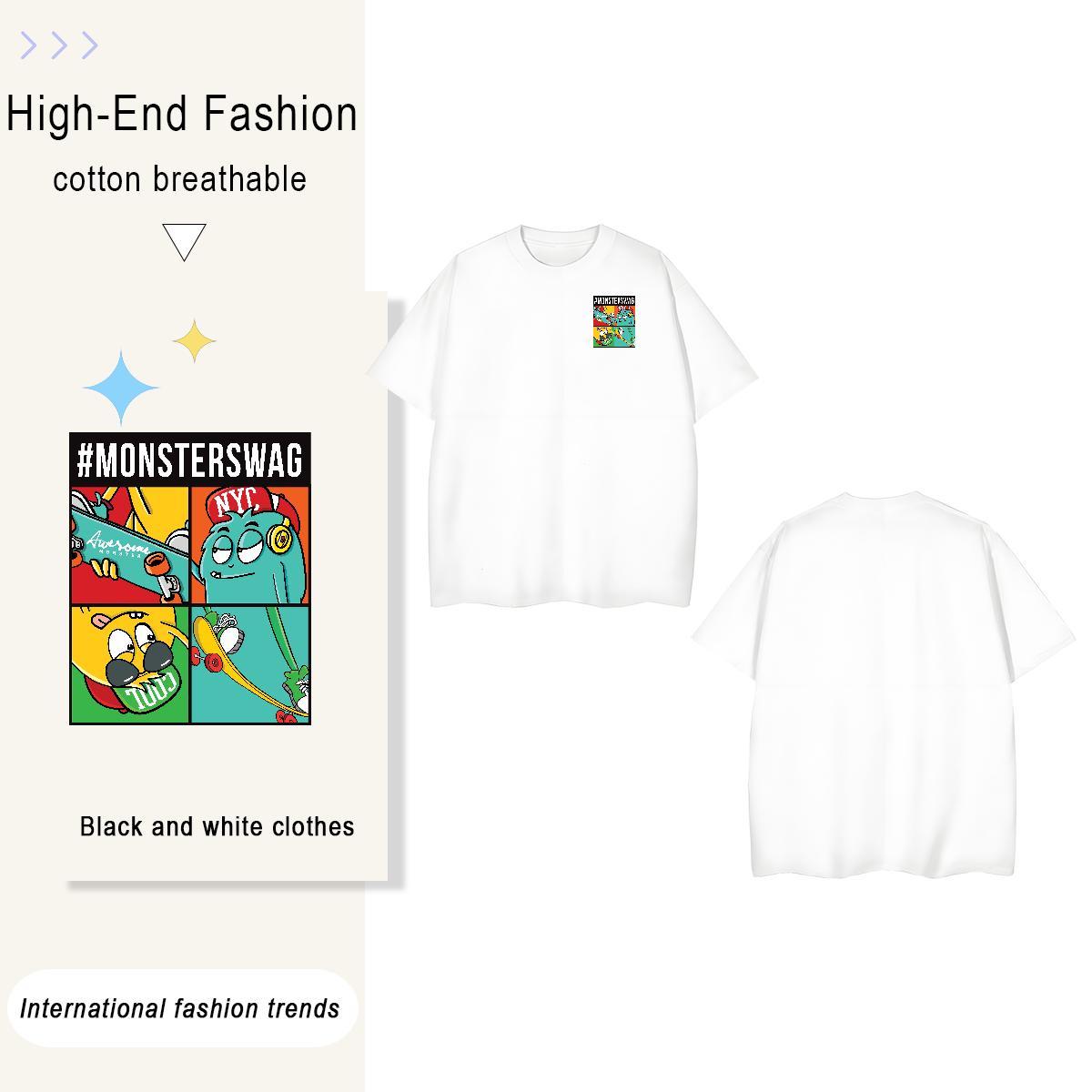 T Shirt For Man 230g Cotton USA Hip Hop Street Breathable Anime Tshirt for Man Woman 2024 Soft Polos