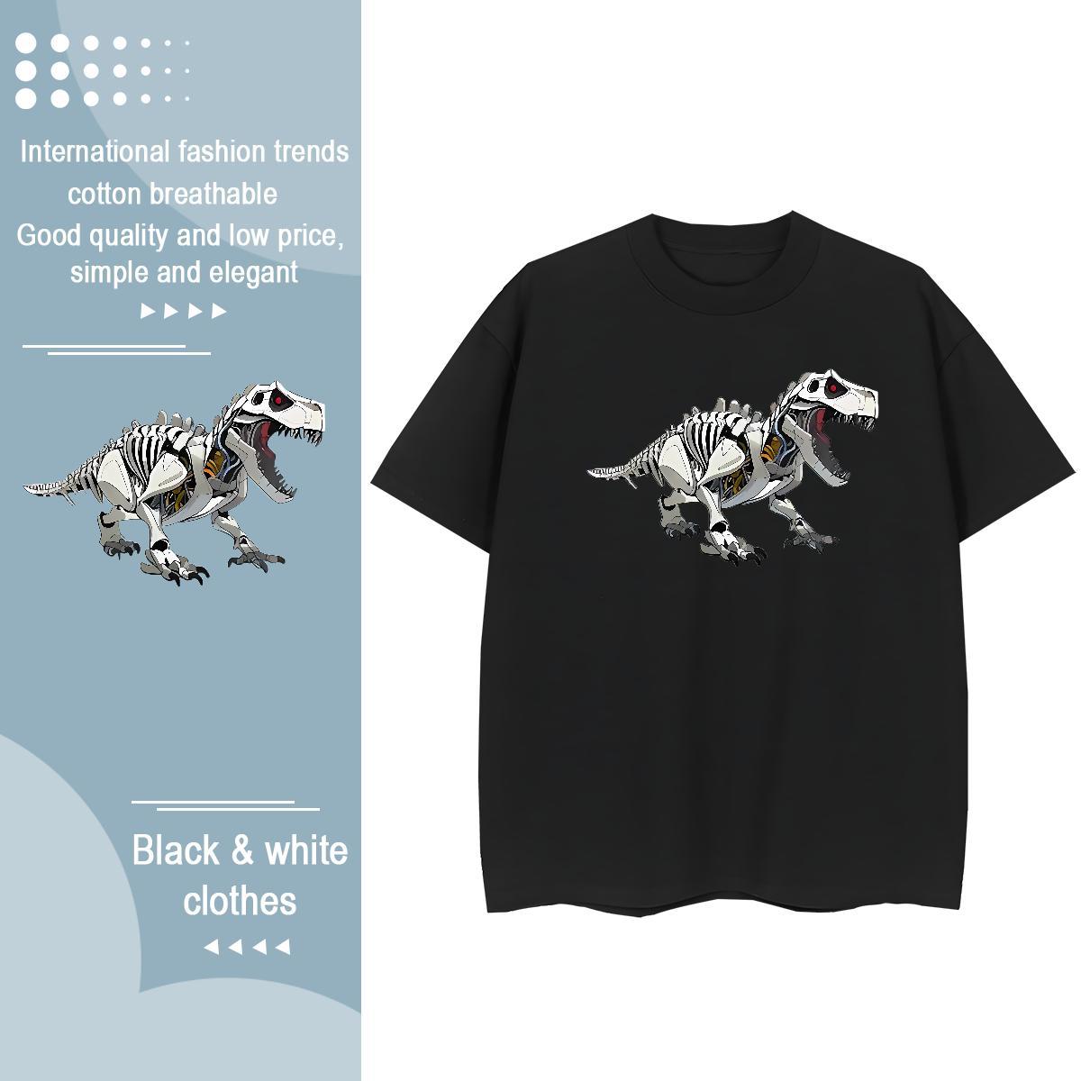 Soft Men T Shirts dinosaur Crew Neck Home Outdoor Asian Size 230g Cotton Men Clothes T-Shirt Free Shipping Tee Shirt