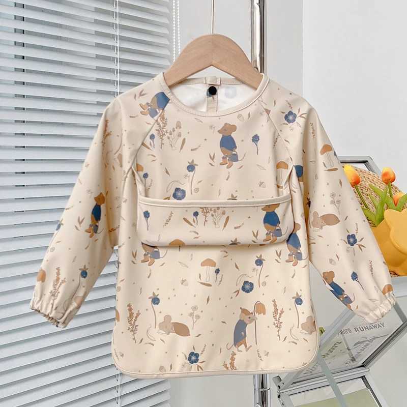 Bibs Burp Cloths Cute Baby Bibs Toddler Baberos Bavoir Waterproof Long Sleeve Apron Cartoon Animals Children Feeding Smock Bib Baby Stuff 0-5YL4812