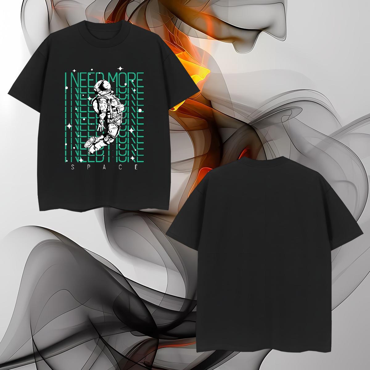 T Shirt For Man 230g 100% Cotton spaceman Summer Casual Breathable Short Sleeve Custom Print Oversized Men Tops Tees 2024 Popular Clothes