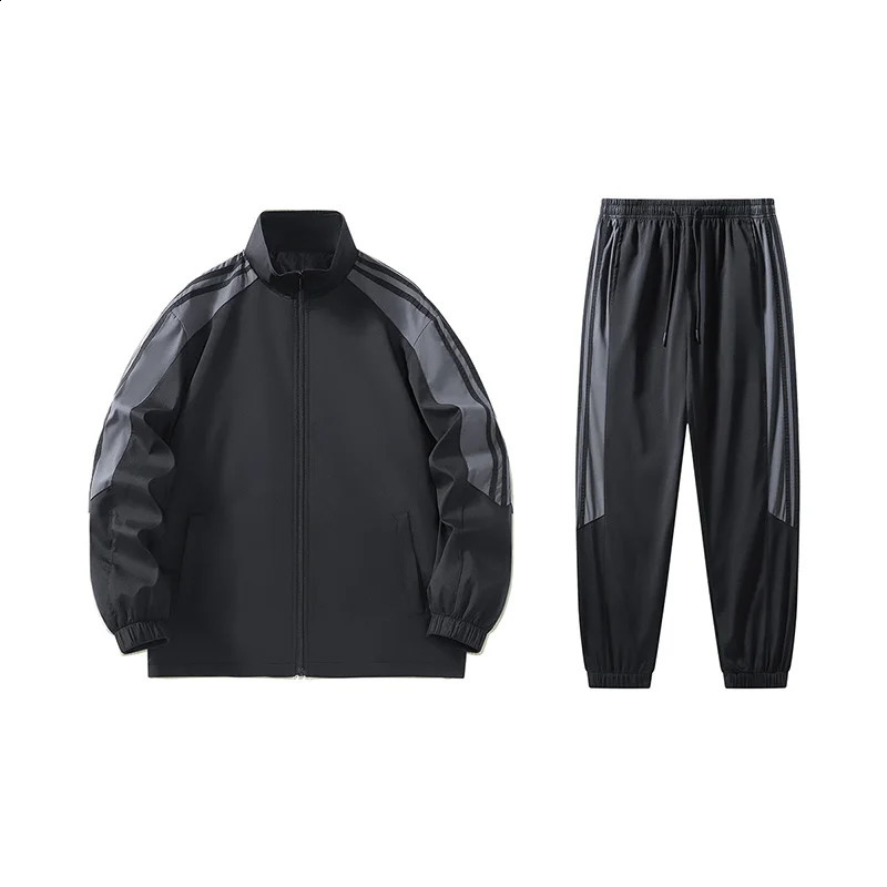 mens autumn hooded sweatshirt and sports pants twopiece fashionable casual suit standing collar youth street 240812