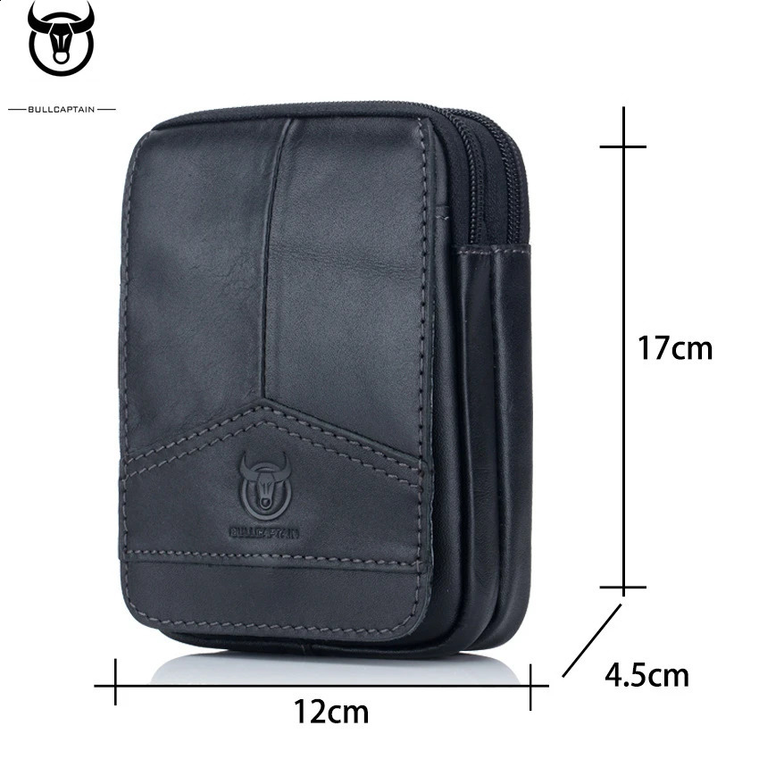 Captain Bull Cowboy Leather Mens Waist Bag Multi functional Outdoor Travel with Money Bag Mens Mobile Phone Bag Clutch JYB083 240812