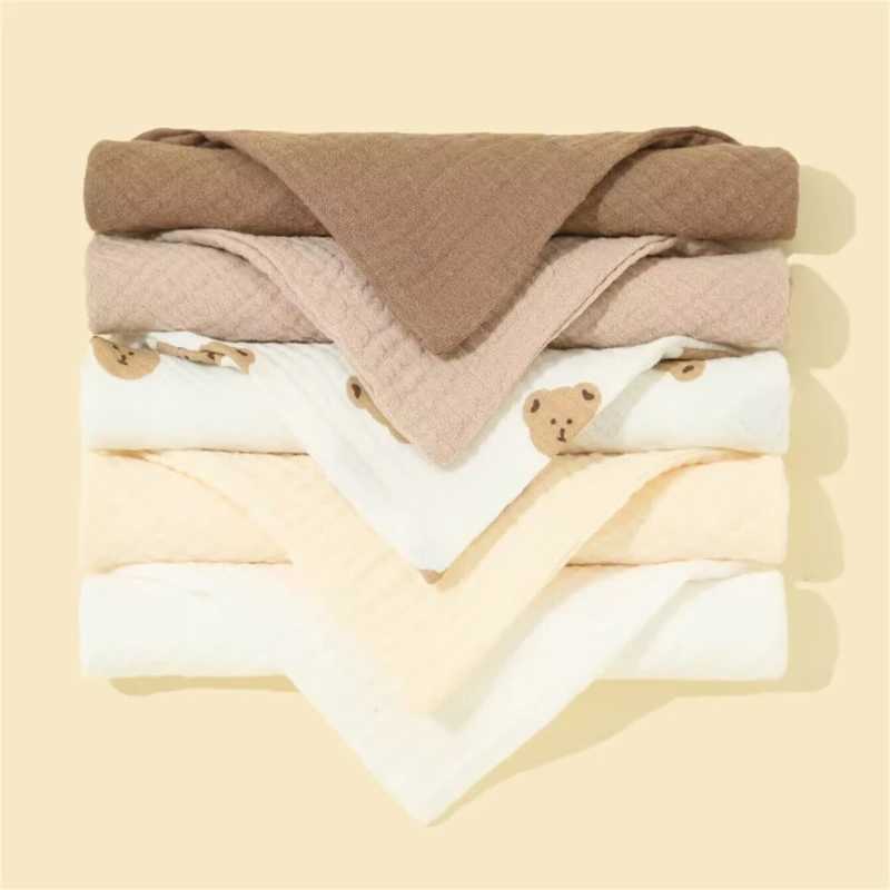 Bibs Burp Cloths 5/Pcs Feeding Drool Bibs Cotton Accessories Newborn Solid Color Snap Button Soft Towel Baby BibsL4812