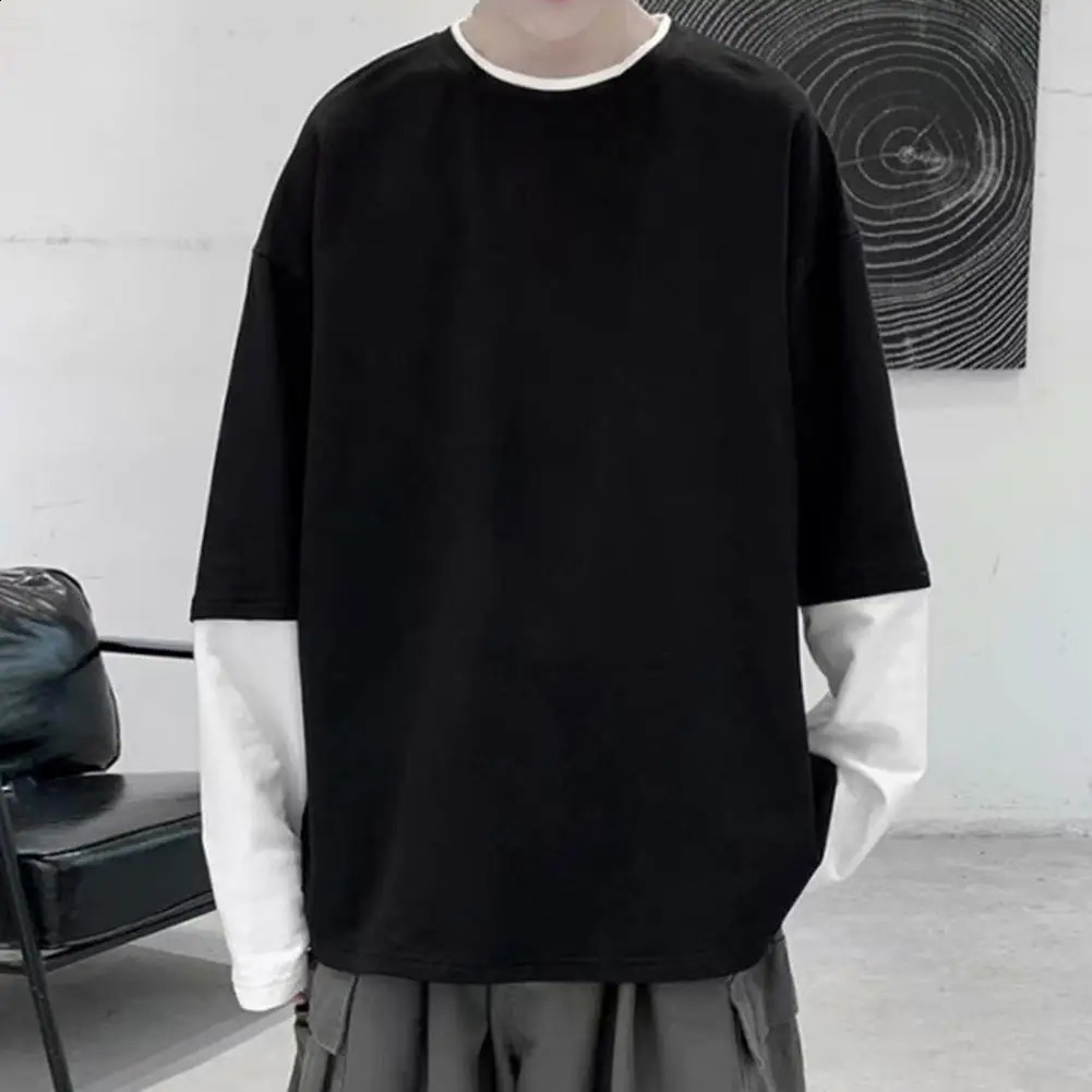 Chic Spring T-shirt Casual Men T-shirt Long Sleeves Thermal Plus Size Comfortable Spring T-shirt 240812