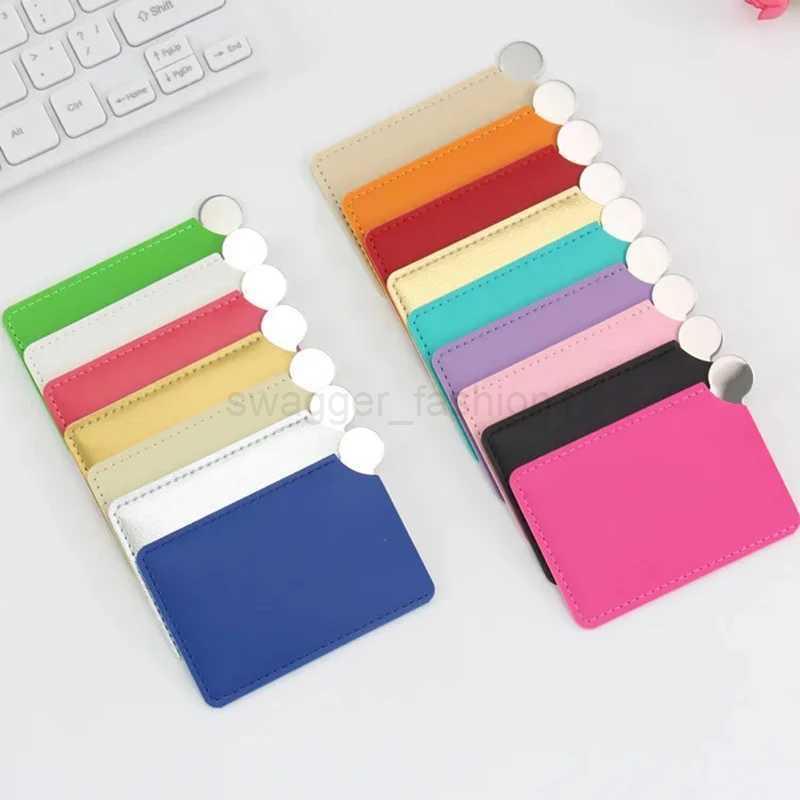 1PC Portable Mini Unbreakable Makeup Mirror Shatter Proof Card Style Pocket Cosmetic Mirror PU Leather Stainless Steel CardXJ240813