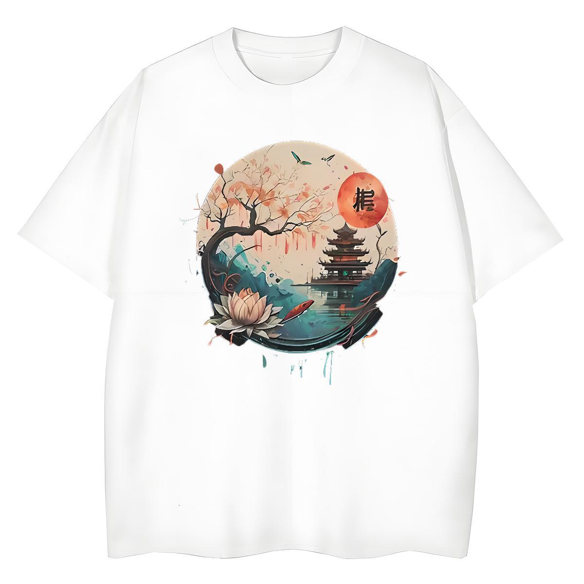 Unisex Man T Shirts Tower Breathable Soft Street Custom Printed 100% Cotton 230g Men Tshirts Free Shipping Polos