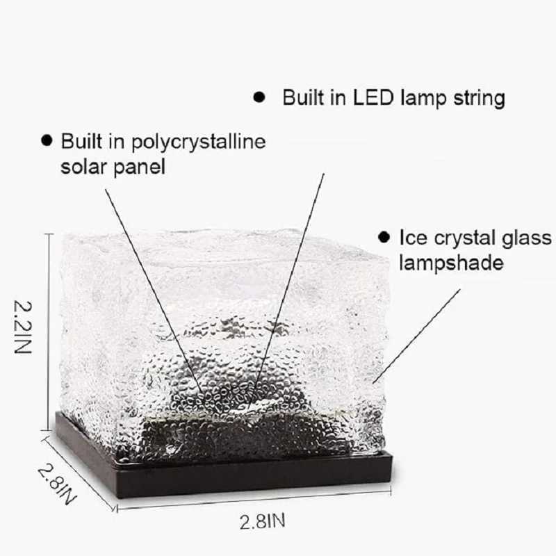10PCS Outdoor Waterproof Garden Pathway Floor Glass Solar Ice Cube Brick Paver Rock Landscape Led Lamp Lights for Festival CL240813