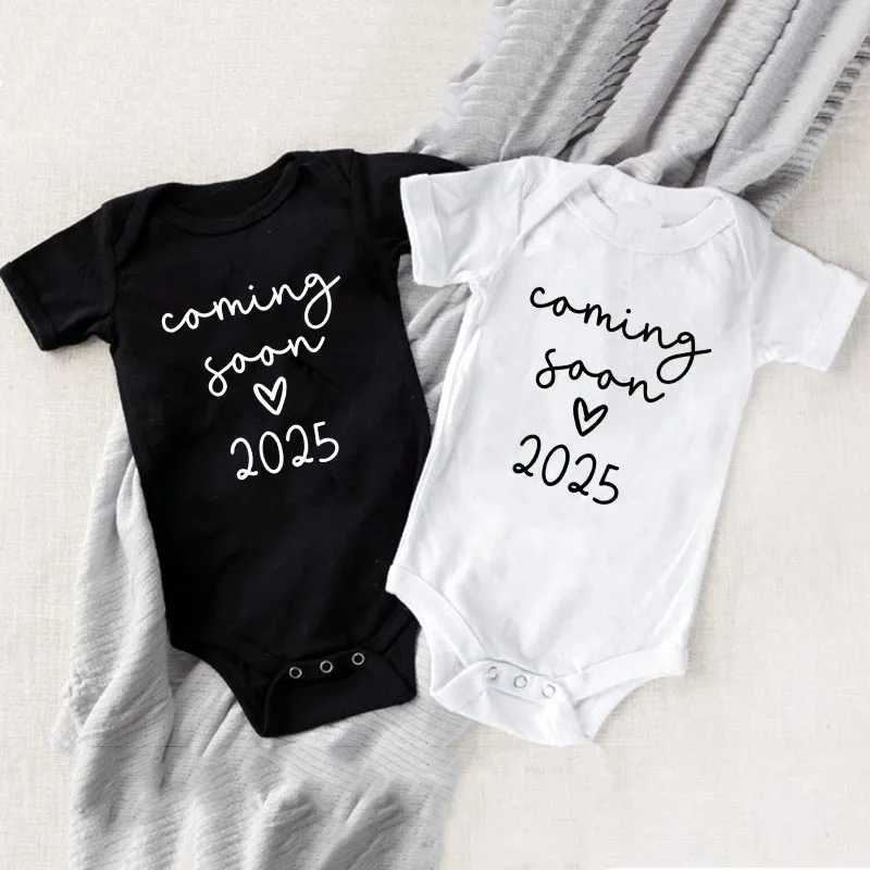 Baby Announcement Coming Soon 2025 Newborn Baby Tight Clothes Summer Boys and Girls jumpsuit Pregnancy Revealed Clothes W240812