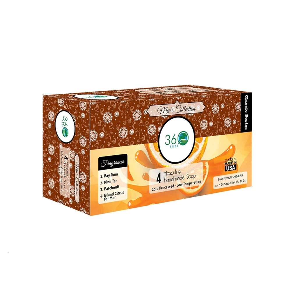 360 Feel Men's Soap bar Handmade -Masculine fragrance-, Patchouli, Pine Tar with Charcoal Beeswax,Citrus - pack- Natural Men Soap- Gift for him Ba