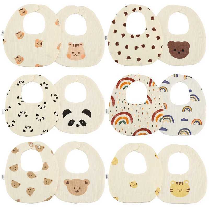 Bibs Burp Cloths 2pcs/set Summer Cotton Gauze Baby Print Bibs Infant Bib Newborn Burp Cloths Bandana Scarf for Kids Boy Girl Feeding Saliva TowelL4812