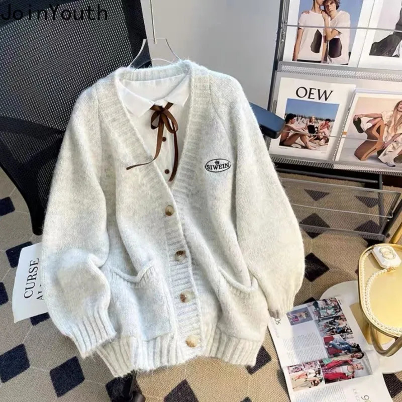 Preppy Style Knitwear Sweater Coat Women Clothing Pull Femme Fashion Korean Sueter Mujer Casual Knit Oversized Cardigan Jackets 240812